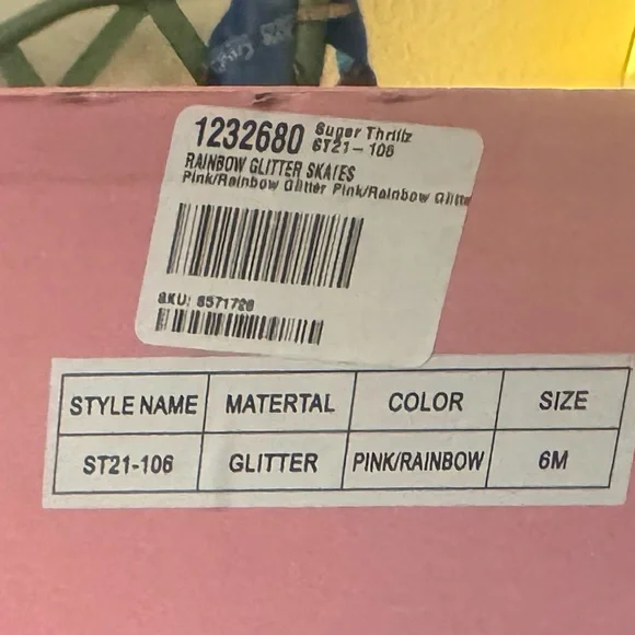 Sugar Thrillz LIMITED EDITION Pink Glitter Rainbow Roller Skates - Picture 2 of 10